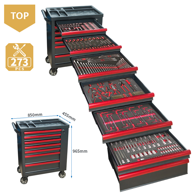 Tools Set Workshop - 7-Schubladen-Werkzeugwagen mit 273-teiligem EVA-Schaumstoff-Werkzeugsatz, robuster Werkzeugschrank
