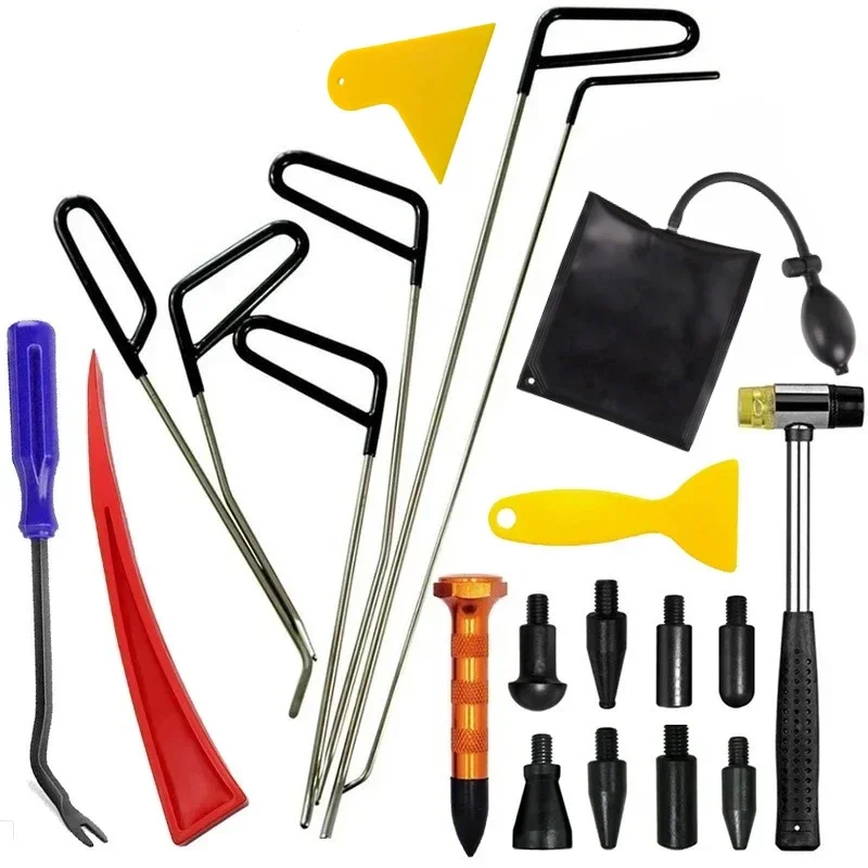 Car Workshop Tools Kit - Karosserie-Dellen-Entfernungs-Set mit Brechstangen, Haken und Schubstangen