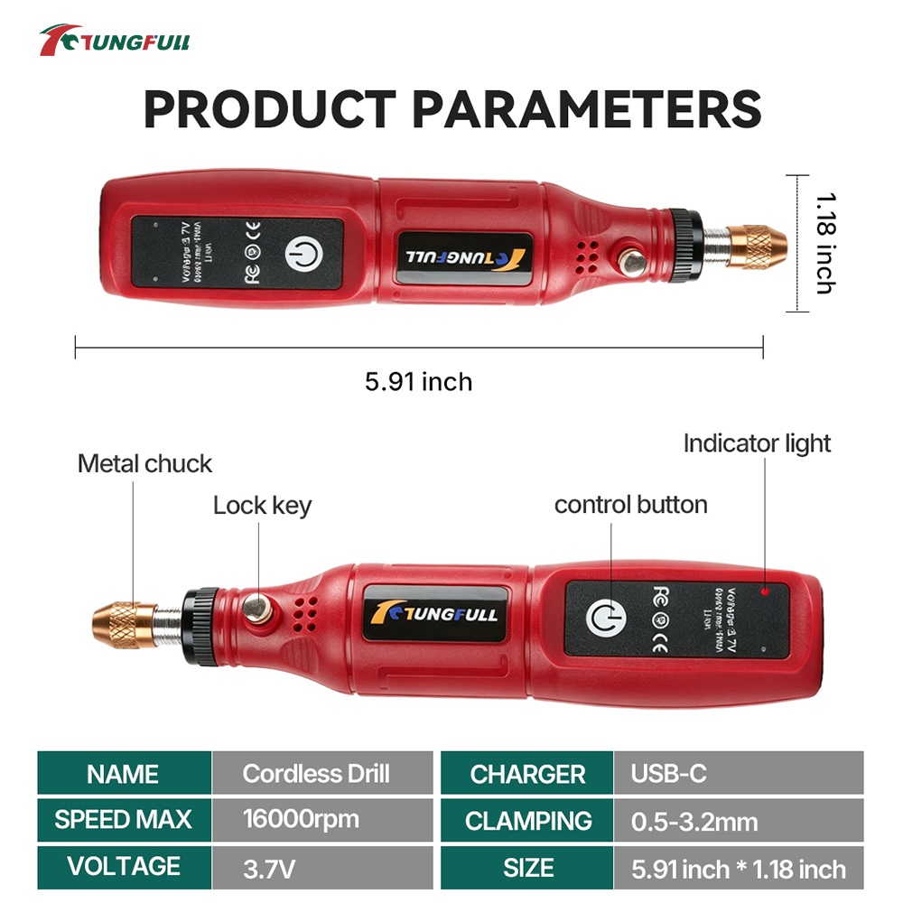 TUNGFULL 3,7 V kabelloses Rota – Power Tools For Workshop Bewertung und Preis